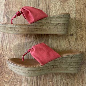 Women's Italian Shoemakers Dolly Wedges Coral, 8.5